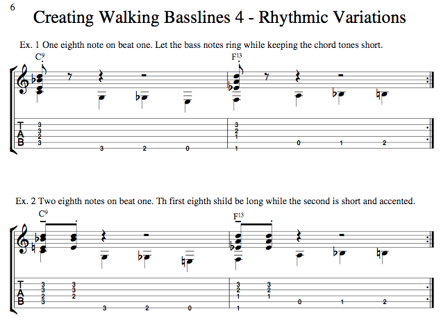 Walking bass line sheet music free