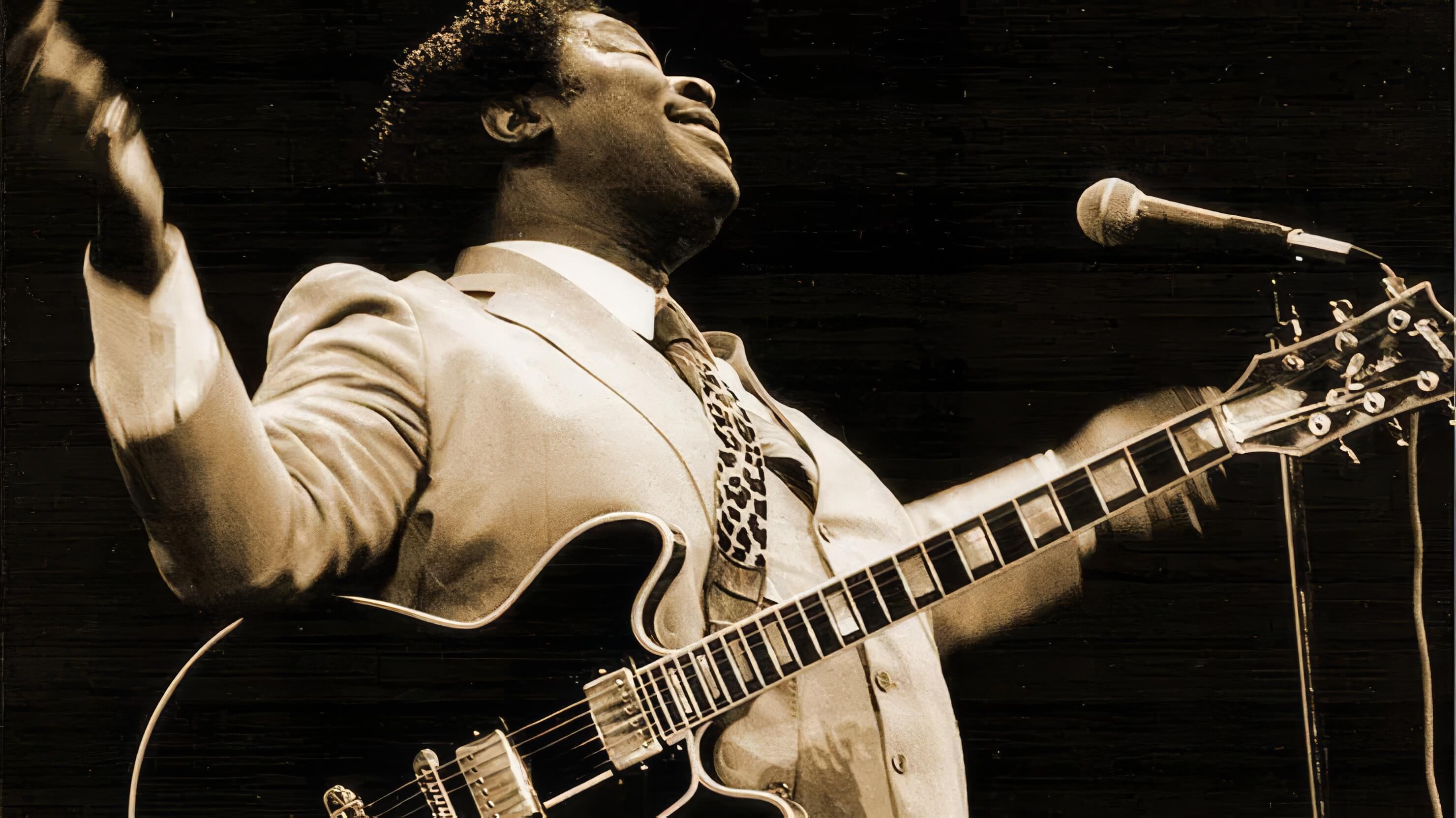 Guitar player singing the blues