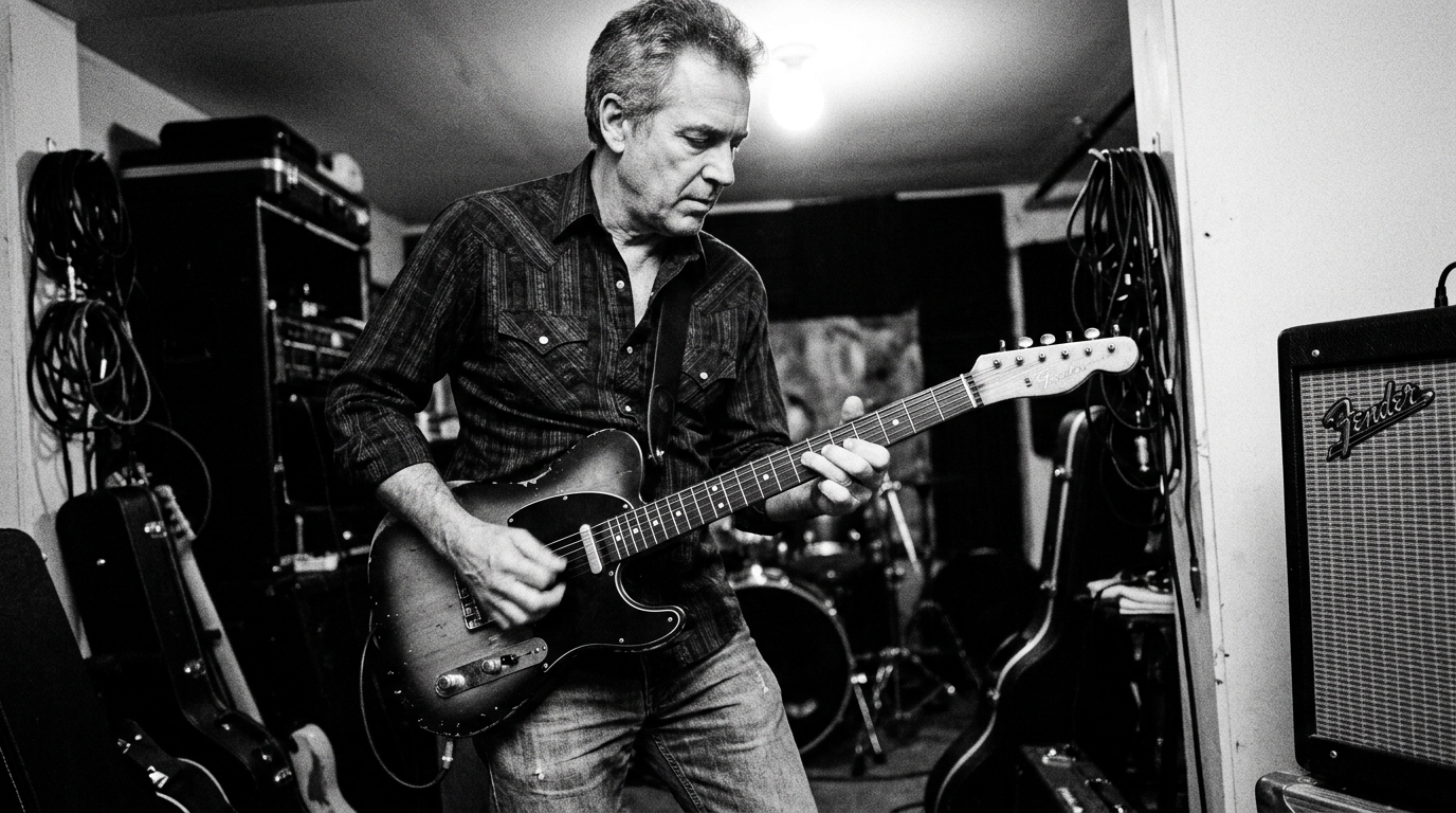 guitar player on stage playing a solo