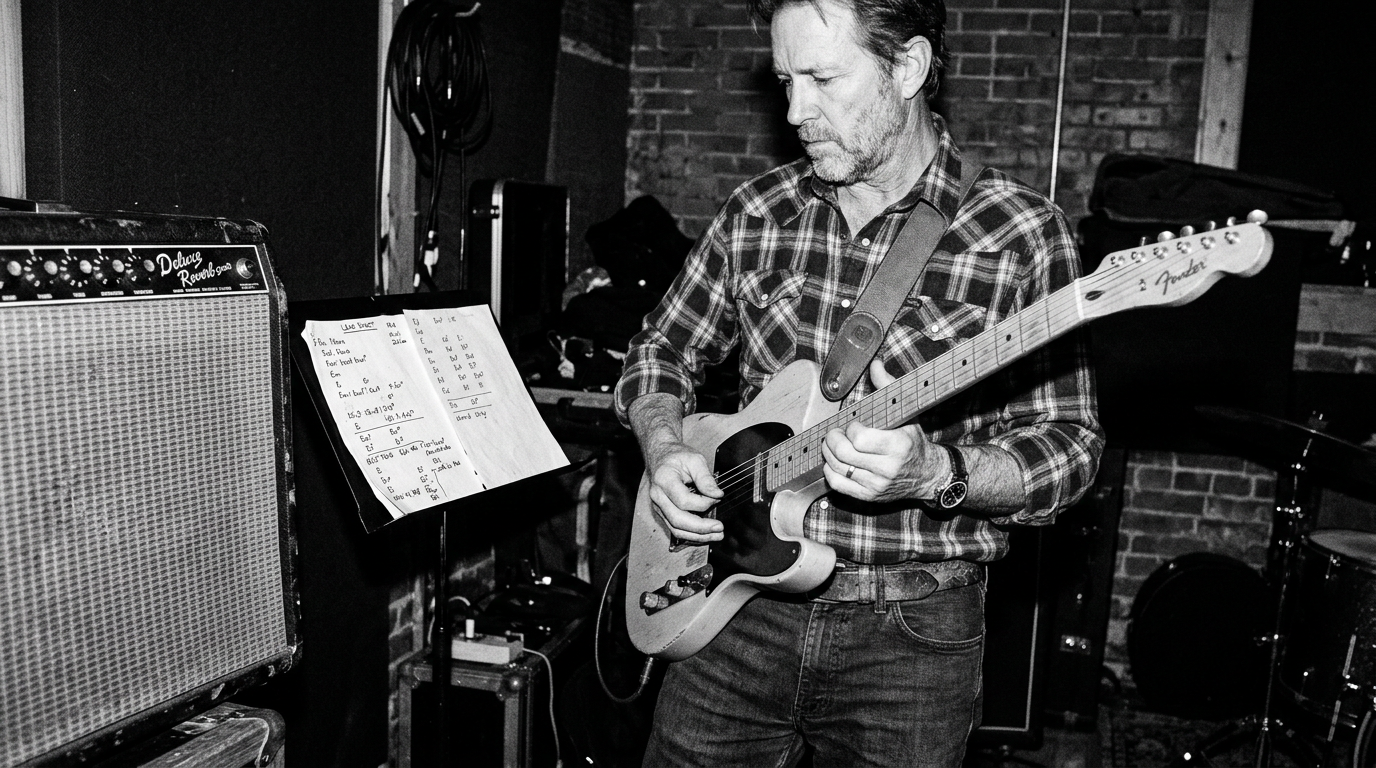 guitar player reading chords