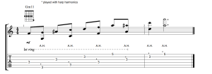 harp harmonics chart and tab