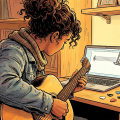 guitar player studying artificial harmonics